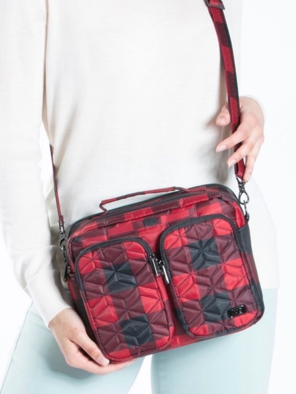 Lug Navigator Buffalo Check Red Crossbody/Shoulder Bag. NWOT - Picture 6 of 9